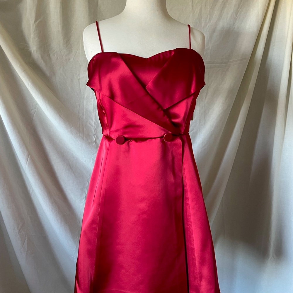 Zara Crimson Satin Wrap Mini Dress
